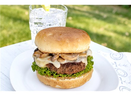 Keto-Friendly Garlic Mushroom Swiss Burger